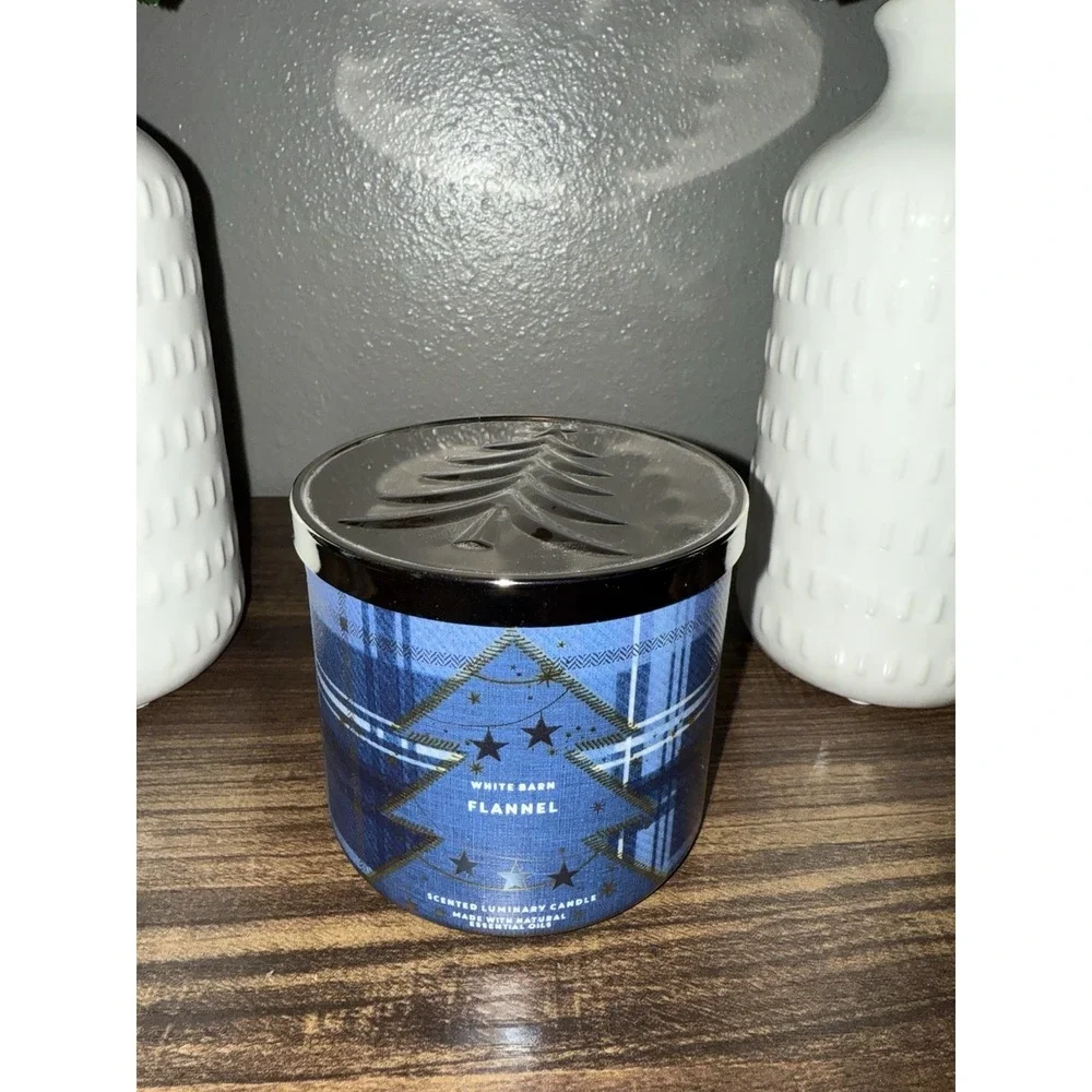 NEW Bath & Body Works Flannel 3 Three Wick Scented Candle Glass Jar‎ 14.5oz BBW